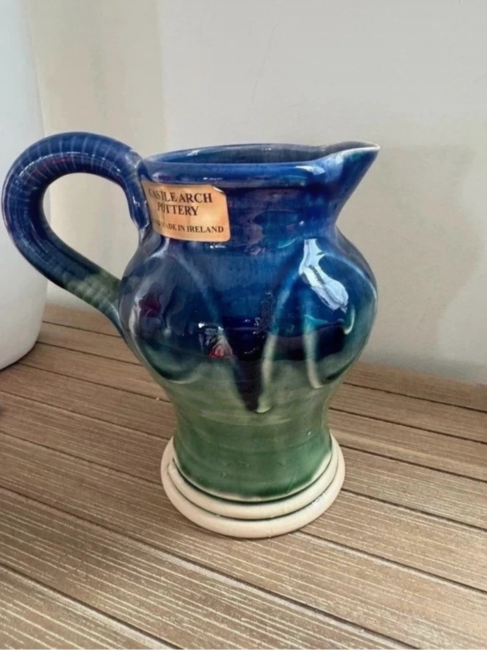 Castle Arch Pottery Irish Stoneware Pitcher Hampton Blue Glaze